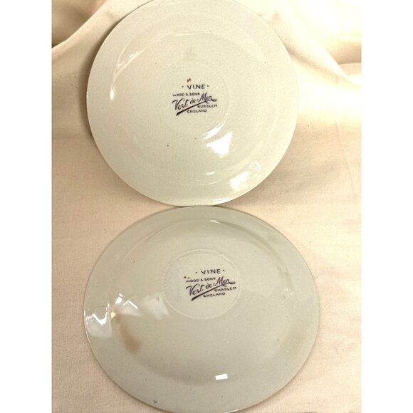 Festive Wood & Sons Saucer Plates England VINE Pattern Colorful Grapes Leaves - Picture 6 of 15